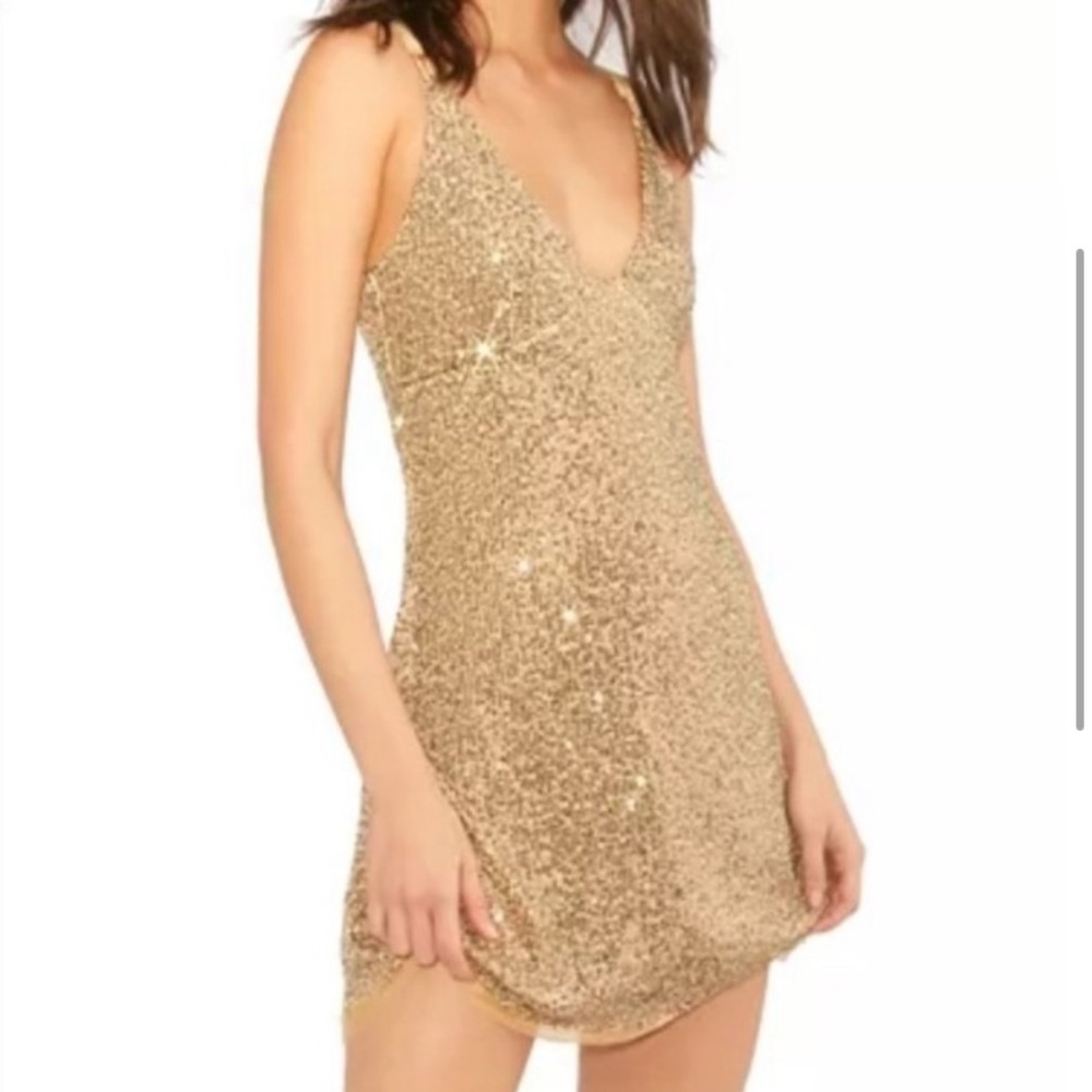 Free People Gold Rush Mini Dress - Never worn
